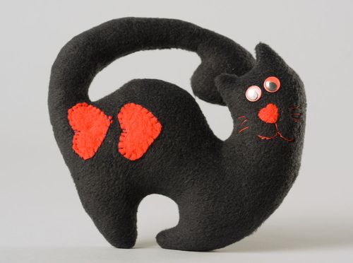 Brinquedo macio de tecido feito à mão para maçaneta da porta Gatinho preto - MADEheart.com
