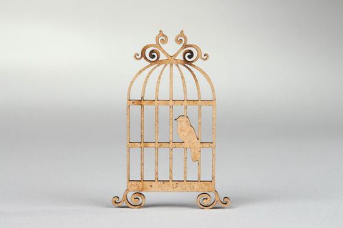 Chipboard scrapbooking fait main Oiseau dans la cage - MADEheart.com