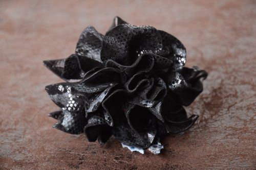 Handmade leather scrunchies leather hair accessories flower scrunchy for women - MADEheart.com