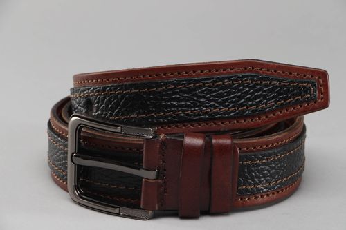 Mens leather belt of two colors - MADEheart.com
