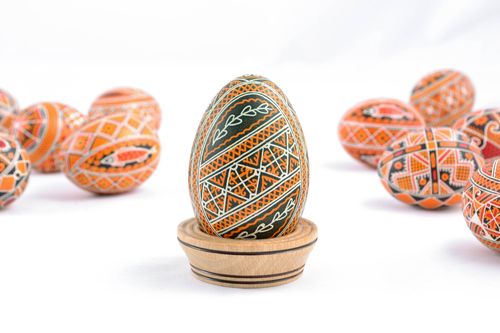 Пасхальное яйцо гусиное расписанное акриловыми красками вручную - MADEheart.com