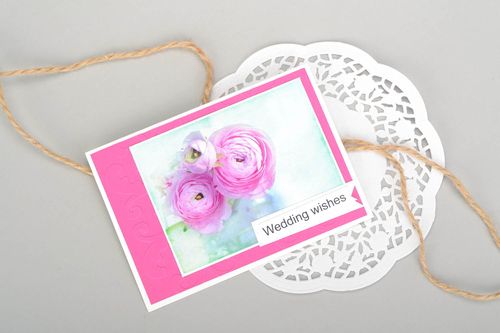 Künstlerische handgemachte Grußkarte Wedding wishes - MADEheart.com