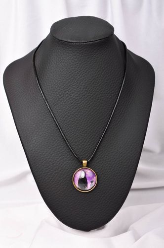 Handmade pendant on cord designer accessories for women glass pendant for girls - MADEheart.com