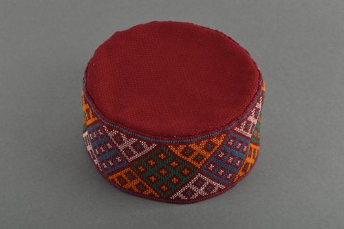Chapeau ethnique fait main Calotte Cadeau homme coton soie décoratif beau - MADEheart.com