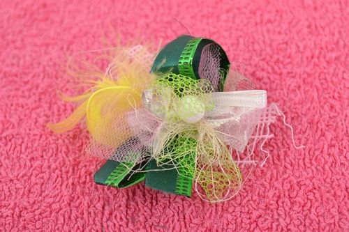 Ribbon and feather decoration for creation of handmade bracelet brooch headband - MADEheart.com