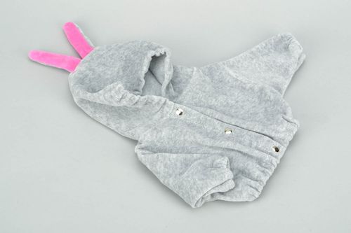 Veste pour poupée en velours gris naturel - MADEheart.com
