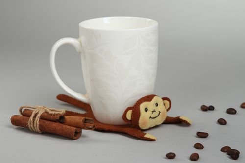 Handmade Tassen Untersetzer Affe Küchen Textilien Untersetzer für Gläser dunkel - MADEheart.com
