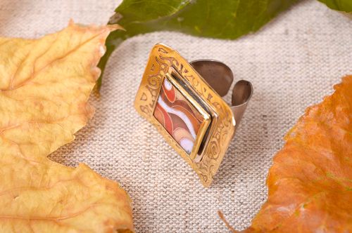 Handmade Schmuck großer Ring Accessoire für Frauen Ring Geschenk mit Emaille - MADEheart.com