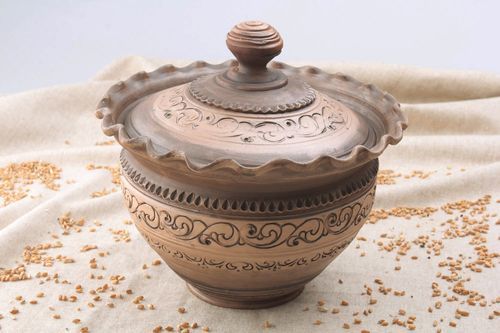Pot en céramique avec couvercle fait main - MADEheart.com