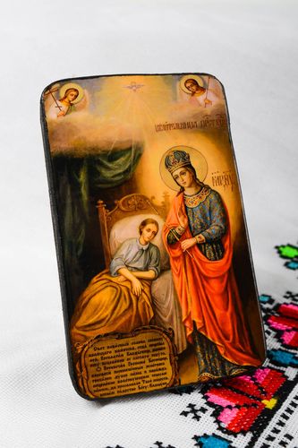 Icono ortodoxo hecho a mano de madera imagen de Virgen María decoración de hogar - MADEheart.com