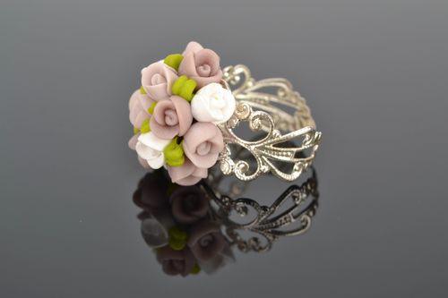 Polymer clay flower ring - MADEheart.com