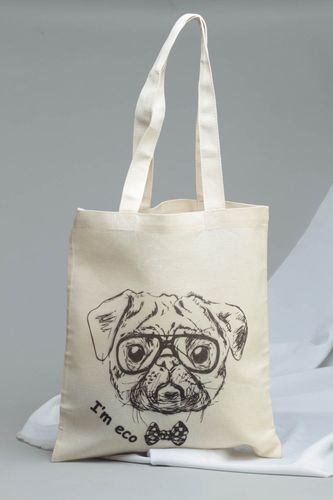 Borsa originale di stoffa fatta a mano borsetta dipinta con colori da donna cane - MADEheart.com