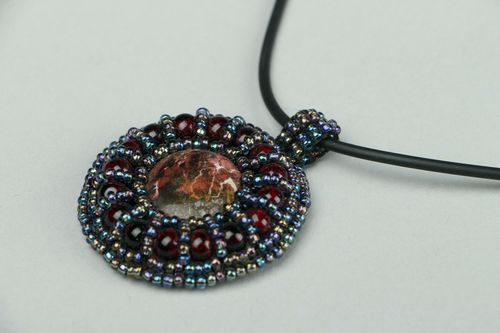 Pendant with rhodonite and garnet - MADEheart.com