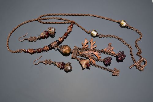 Ensemble de bijoux boucles doreilles et pendentif technique de galvanisation - MADEheart.com