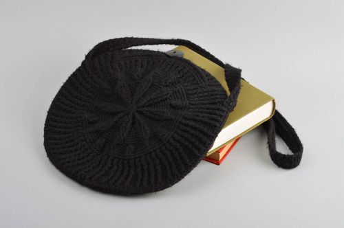 Frauen Accessoire handmade runde kleine Tasche in Schwarz Tasche für Frauen - MADEheart.com