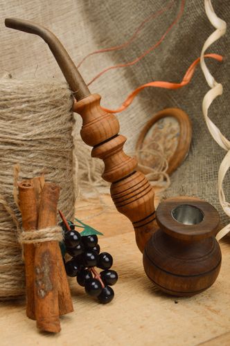 Grande pipe en bois sculpté faite main originale marron cadeau pour homme - MADEheart.com
