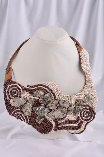 Massive stilvolle Kette handmade Leder Collier schönes Geschenk für Frauen - MADEheart.com