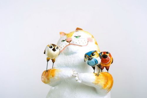 Estatueta feita de papel machê Bom gato Vasyl - MADEheart.com