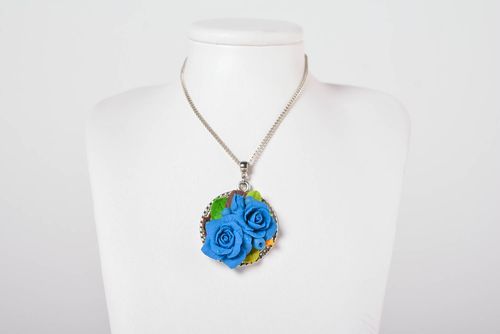 Cold porcelain pendant handmade stylish bijouterie plastic jewelry for women - MADEheart.com