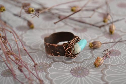 Beautiful ring handmade jewelry wire wrap turquoise ring women designer gift - MADEheart.com