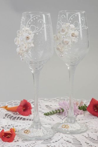 Stylish wedding accessories handmade beautiful glasses white wedding glasses - MADEheart.com