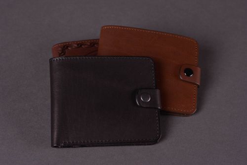Мужское портмоне ручной работы аксессуар для мужчин кожаный кошелек черный - MADEheart.com