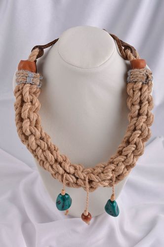 Woven necklace with charms handmade cord necklace modern jewelry for women - MADEheart.com