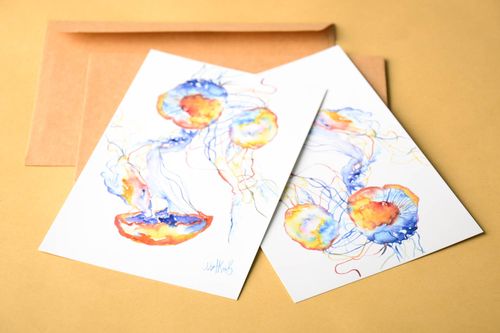 Открытки ручной работы красивые открытки две поздравительные открытки Медузы - MADEheart.com