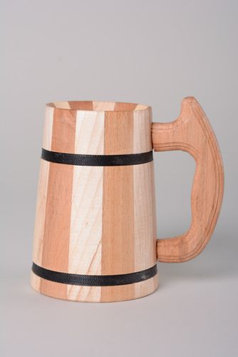 Handmade eco friendly wooden beer mug for home decor - MADEheart.com
