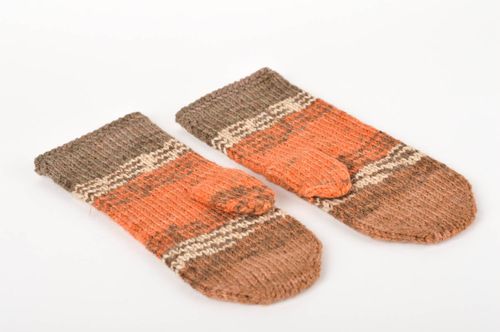 Moufles tricot faites main Vêtement femme en laine au crochet Cadeau original - MADEheart.com