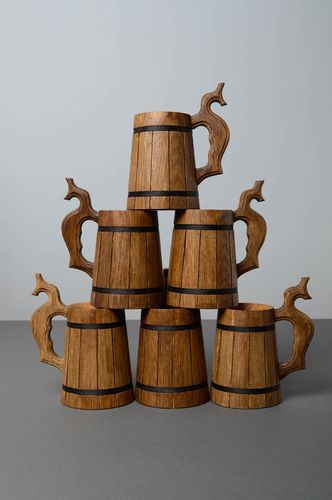 Set of wooden beer mugs - MADEheart.com
