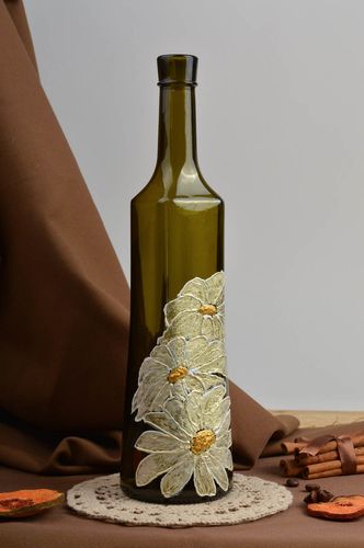 Bottiglia dipinta fatta a mano vaso in vetro decorazioni originali di casa - MADEheart.com