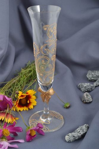 Handmade Champagner Glas schönes Geschirr Designer Geschenk Sekt Glas bemalt - MADEheart.com