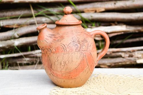 Keramik Teekanne handgefertigt Küchen Dekor originell Keramik Geschirr bunt 1 L - MADEheart.com
