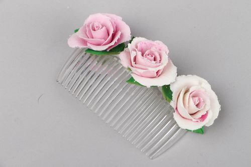 Peigne décoratif cheveux avec roses fait main - MADEheart.com