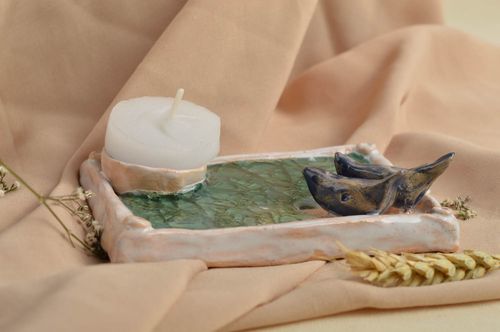 Handmade designer candlestick ceramic interior decor clay cute candlestick - MADEheart.com