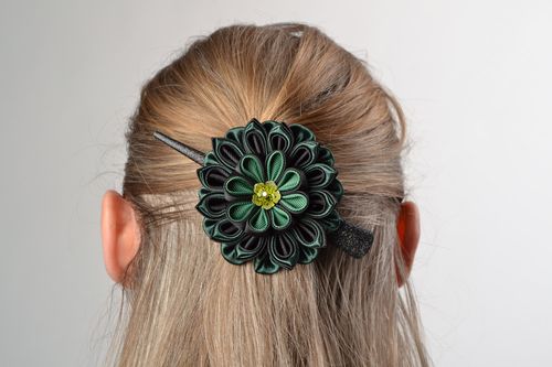 Handgemachte Haarklemme aus Atlas und Ripsbändern Frauen Schmuck Geschenk - MADEheart.com