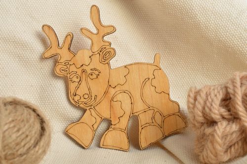 Sujet à décorer en bois brut fait main figurine élan plate pour serviettage - MADEheart.com