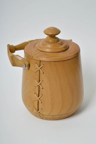 20 oz wooden jar pot with handle and lid in crackpot design 1,3 lb - MADEheart.com