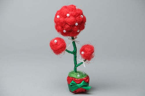 Topiaire fait main en sisal décoratif rouge - MADEheart.com