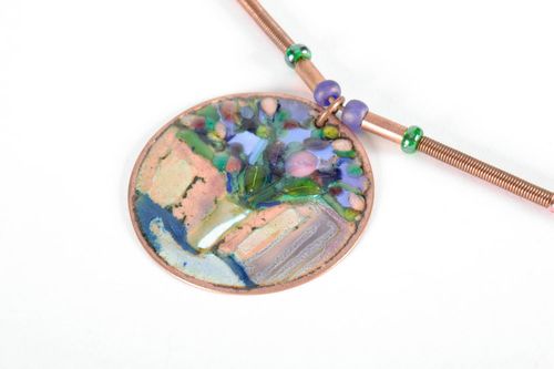 Copper pendant Bouquet of flowers - MADEheart.com