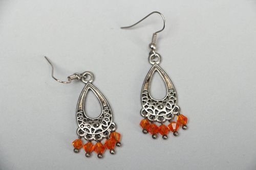 Metal drop-shaped earrings in Gypsy style - MADEheart.com