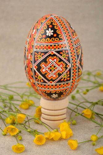 Oeuf de Pâques peint doie fait main avec ornements original décoratif - MADEheart.com