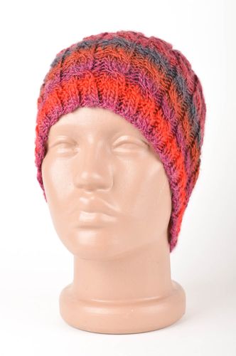 Вязаная шапка ручной работы модная стильная шапка радужная зимняя шапка - MADEheart.com