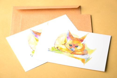 Handmade 2 besondere Glückwunschkarten Füchse schöne Grußkarten Geschenk Idee  - MADEheart.com