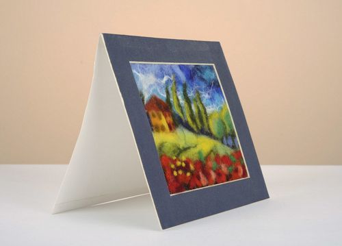 Card with picture made of wool Fields of Tuscany - MADEheart.com