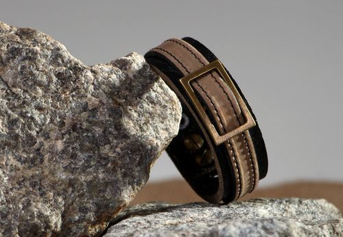 Bracelet en cuir avec boucle en métal originale - MADEheart.com
