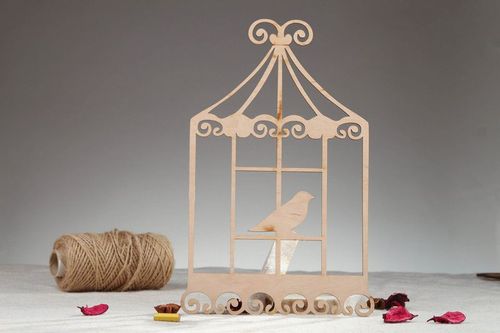 Chipboard Large cage with birds - MADEheart.com