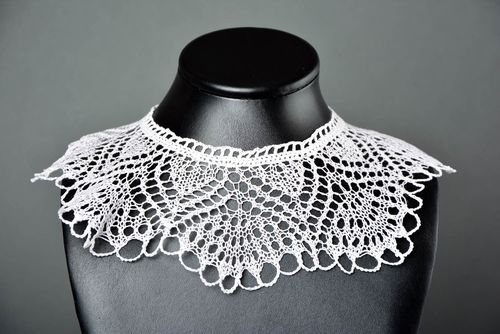 Col blanc amovible fait main Accessoire femme coton au crochet Cadeau original - MADEheart.com