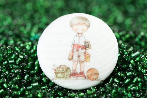 Unusual handmade plastic button printed fabric button needlework supplies - MADEheart.com